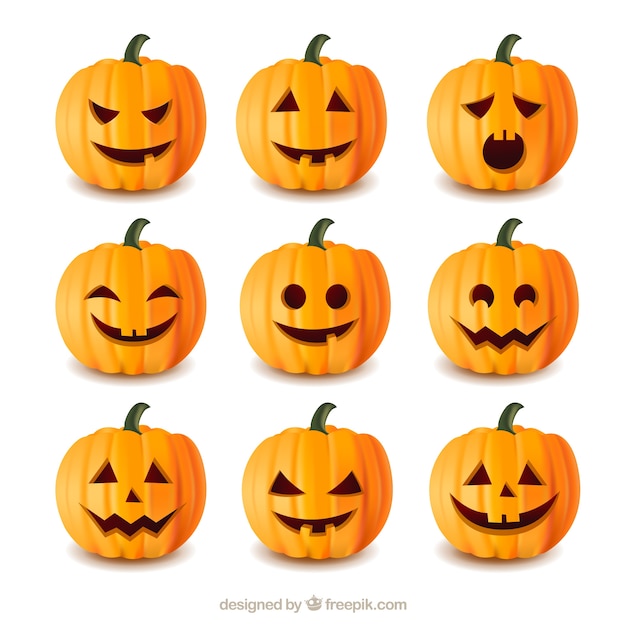 Coleção de abóboras de halloween