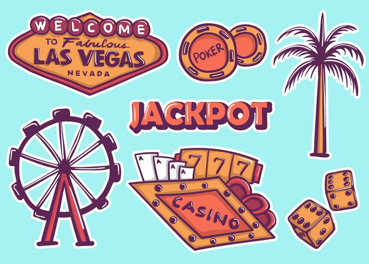 Vetor coleção de adesivos coloridos desenhados à mão de las vegas