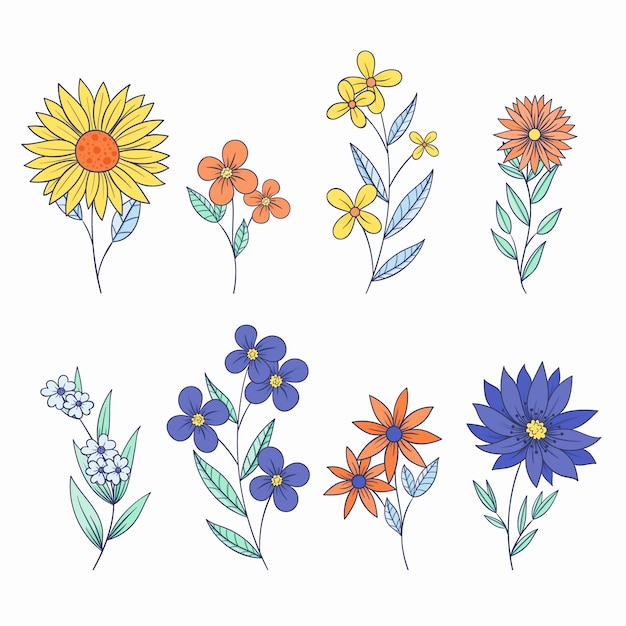 coleção de adesivos de flores