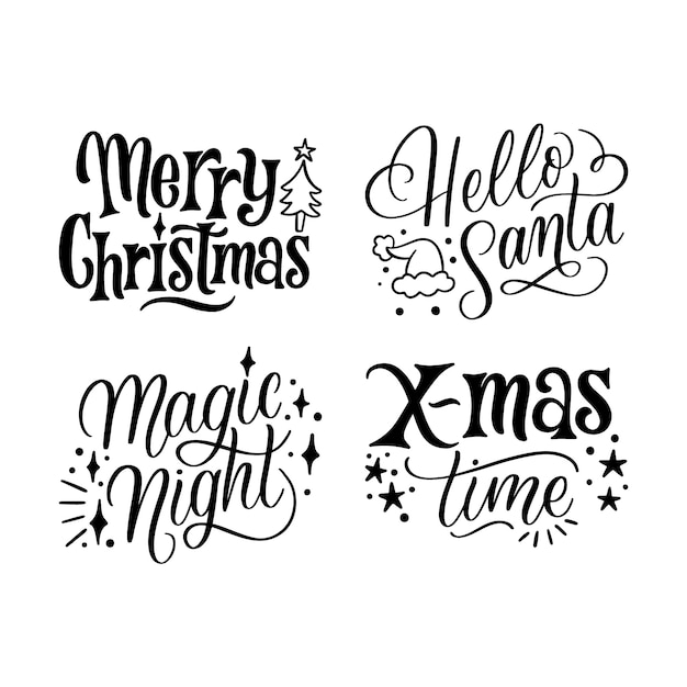 Coleção de adesivos de Natal com letras