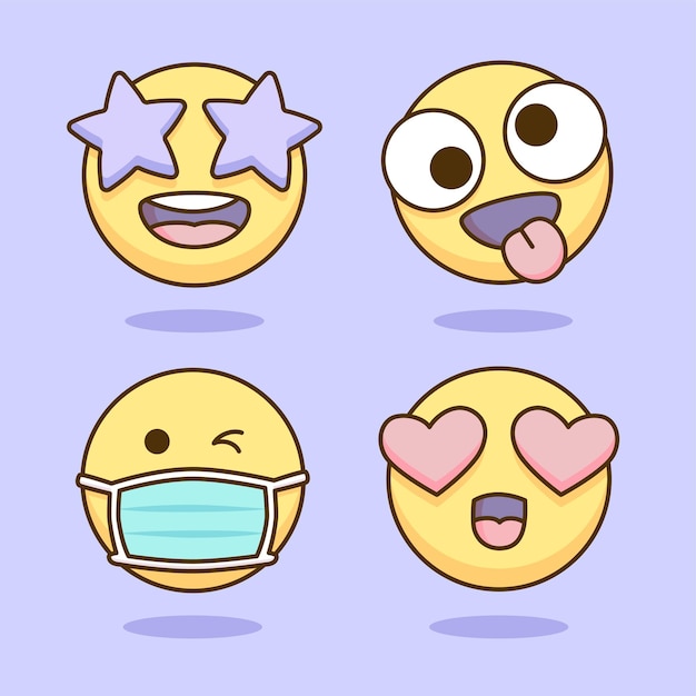 Vetor coleção de adesivos vector kawaii emoji