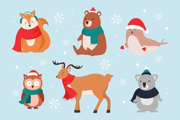 Coleção de Animais de Inverno e Natal