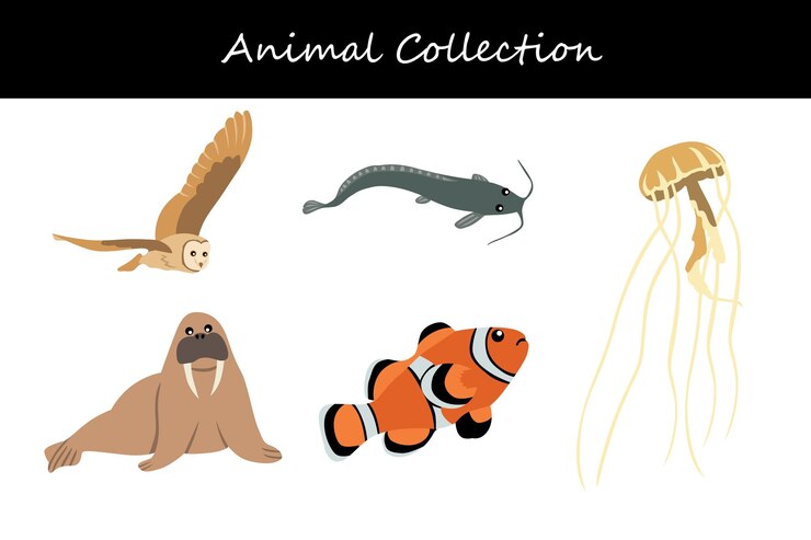Vetor coleção de animais isolados em fundo branco ilustração vetorial de estilo plano