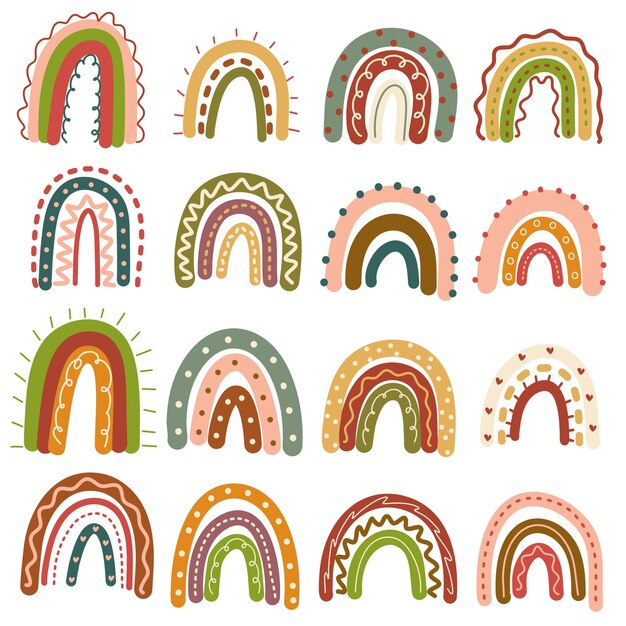Coleção de arco-íris boho colorido bonito