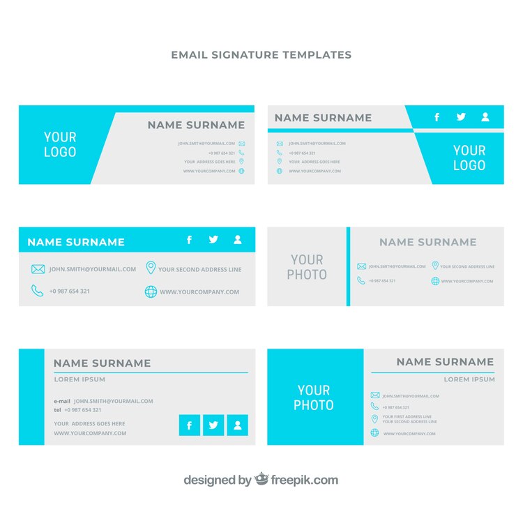 Vetor coleção de assinatura de e-mail em estilo simples
