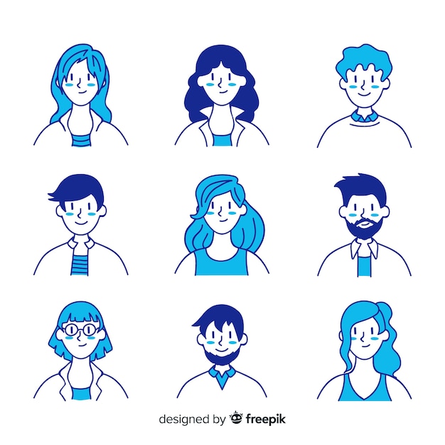 Coleção de avatar de pessoas desenhadas a mão