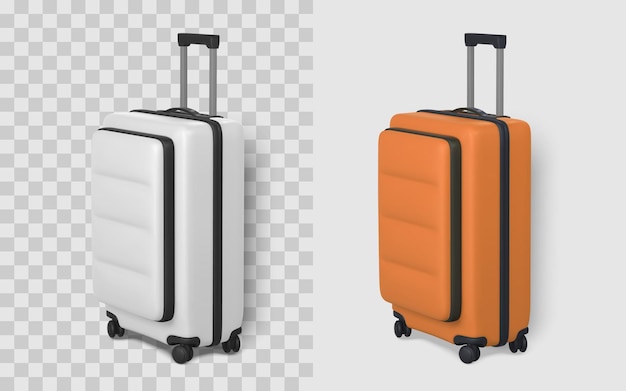 Coleção de bagagem elegante malas brancas e laranjas para viagens