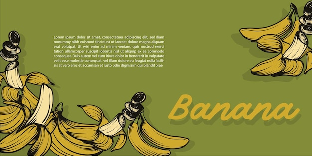 Coleção de banana de frutas planas