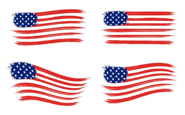 Coleção de bandeira americana com pincelada