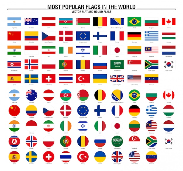 Vetor coleção de bandeiras, bandeiras do mundo mais popular