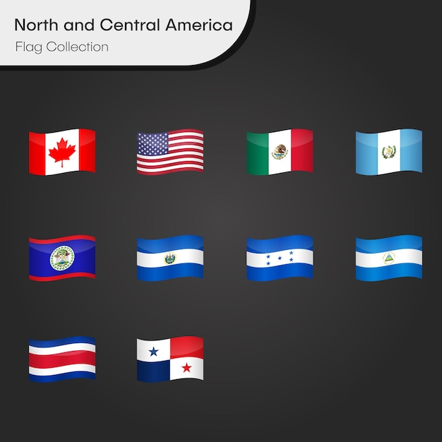 Coleção de bandeiras da américa do norte e central