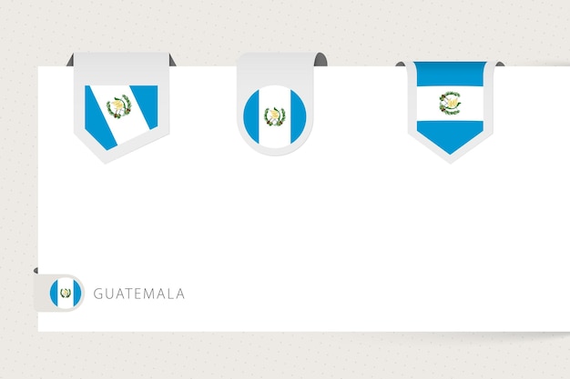 Coleção de bandeiras de etiquetas da guatemala em forma diferente modelo de bandeira de fita da guatemala