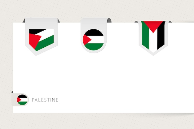 Coleção de bandeiras de etiquetas da palestina em forma diferente modelo de bandeira de fita da palestina