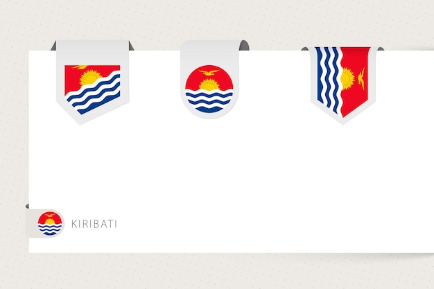 Coleção de bandeiras de etiquetas de kiribati em forma diferente modelo de bandeira de fita de kiribati