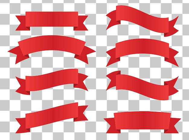 Coleção de bandeiras de fitas vermelhas Set de fitas Ilustração vetorial