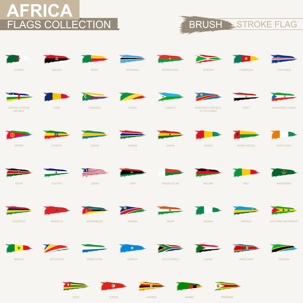 Vetor coleção de bandeiras de pinceladas vetoriais grunge da áfrica