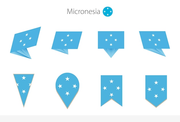 Coleção de bandeiras nacionais da micronésia oito versões de bandeiras vetoriais da micronésia