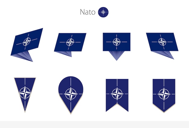 Coleção de bandeiras nacionais da otan oito versões de bandeiras vetoriais da otan