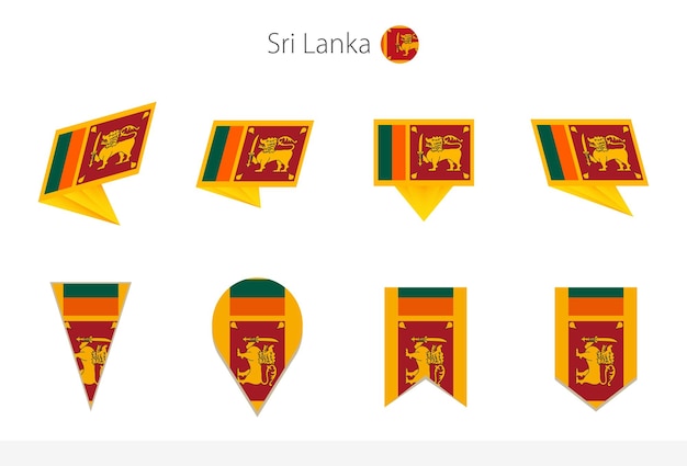 Vetor coleção de bandeiras nacionais do sri lanka oito versões de bandeiras vetoriais do sri lanka