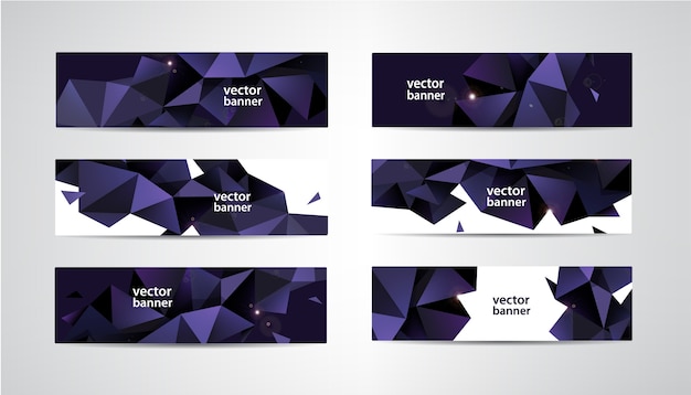 Vetor coleção de banners com geometria poligonal