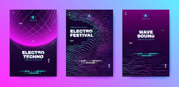 Coleção de banners de música para festa de música eletrônica