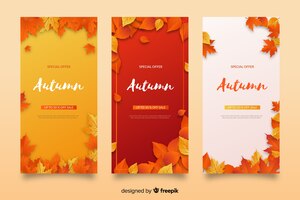 Coleção de banners de venda outono design plano