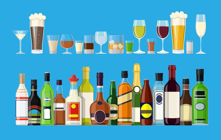 Vetor coleção de bebidas alcoólicas.