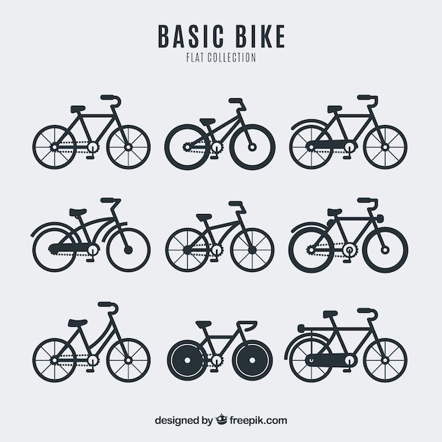 Coleção de bicicleta em design plano