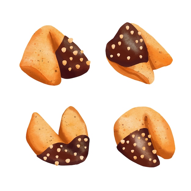 Vetor coleção de biscoitos da sorte com design plano desenhado à mão