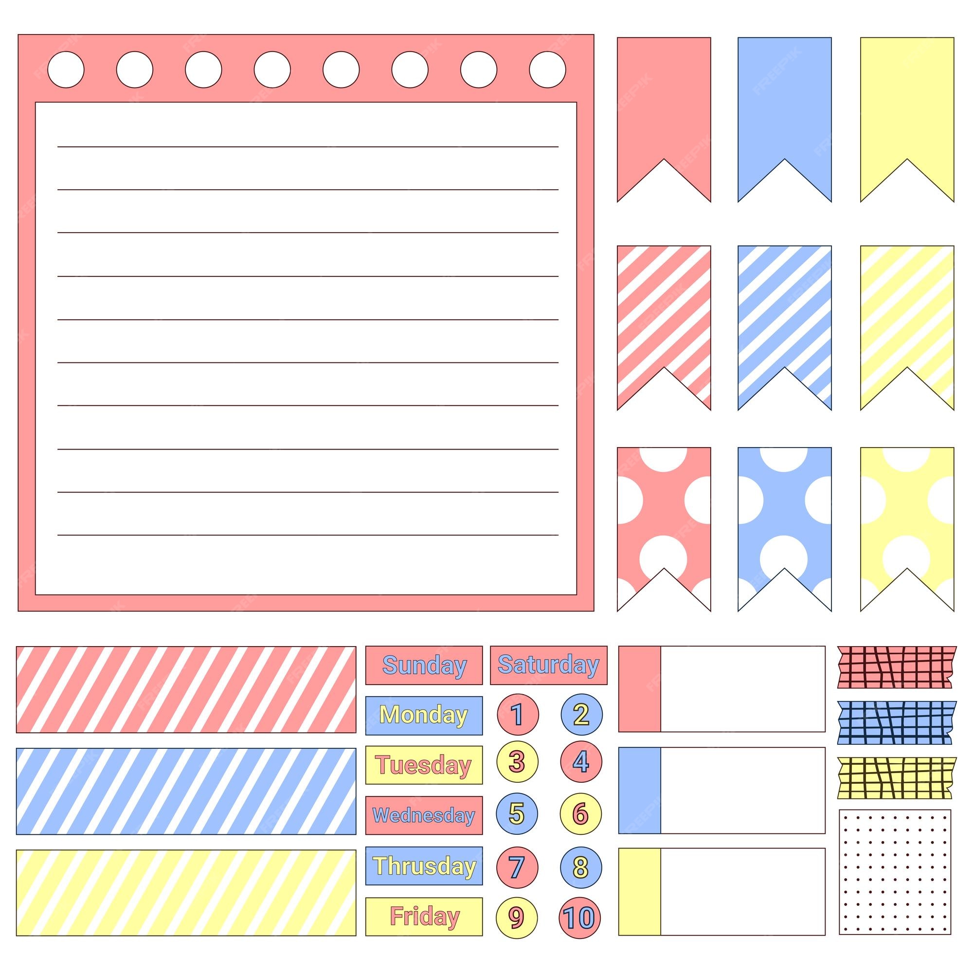 Coleção de blocos de notas coloridas para notas escolares