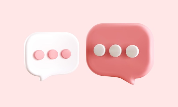 Coleção de bolhas de fala em estilo 3D realista Símbolos de diálogo de mídia social com pontos