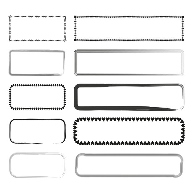 Vetor coleção de bordas retangulares conjunto de quadros decorativos padrões geométricos ilustração vetorial eps 10