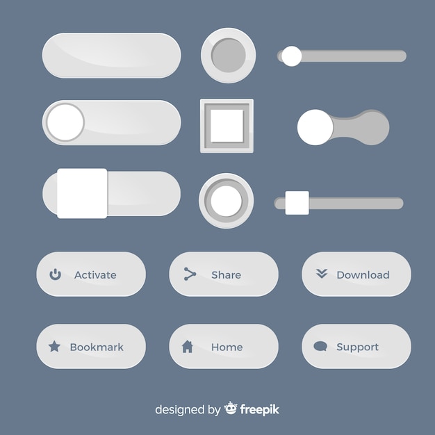 Coleção de botão moderno web design com design plano