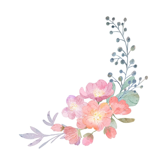 Coleção de buquê de flores em aquarela vetorial