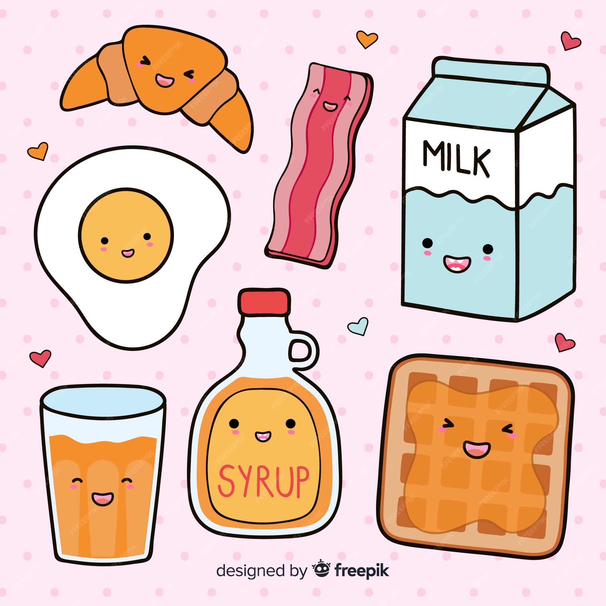 Vetor De Café Da Manhã De Kawaii Ilustração do Vetor - Ilustração de  alaranjado, forma: 219311750