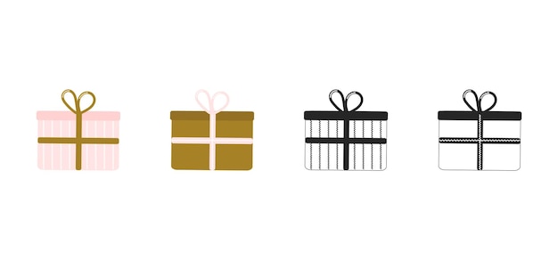 Coleção de caixa de presente Ilustração vetorial Elemento de Natal Tração de linha