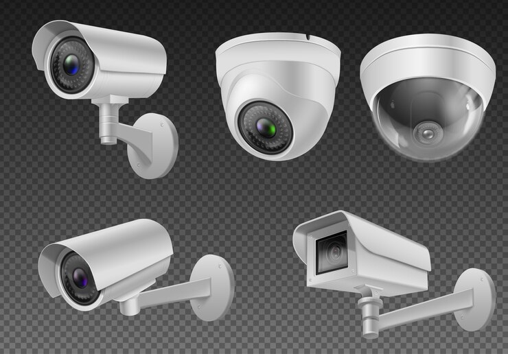 Vetor coleção de câmeras de segurança em estilo realista