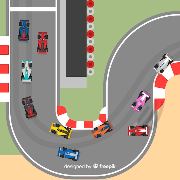 Coleção de carros de corrida f1 de pista