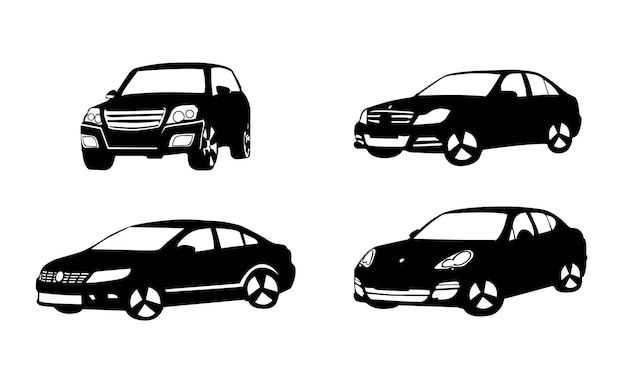 Coleção de carros. vista lateral automática. ilustração vetorial em um estilo simples.