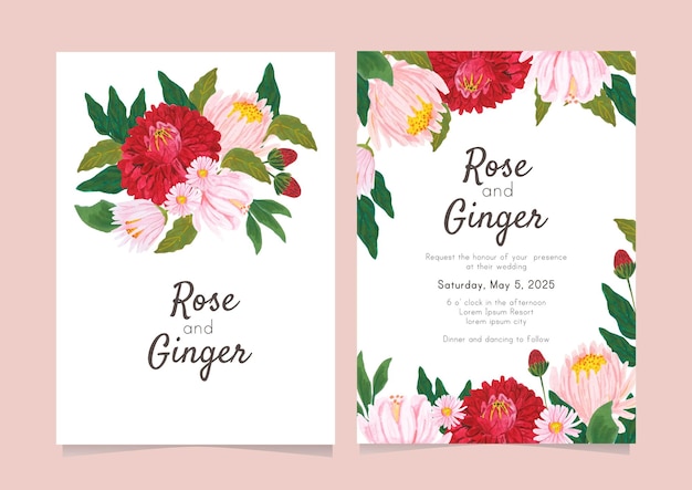 coleção de cartão de casamento de flores