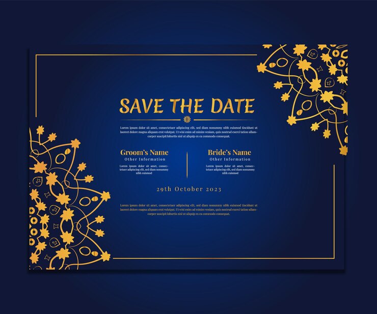 Coleção de cartão de luxo de convite de casamento de mandala floral criativo e bonito