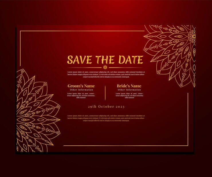 Coleção de cartão de luxo de convite de casamento de mandala floral criativo e bonito