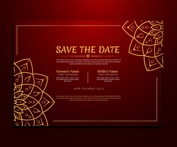 Coleção de cartão de luxo de convite de casamento de mandala floral criativo e bonito