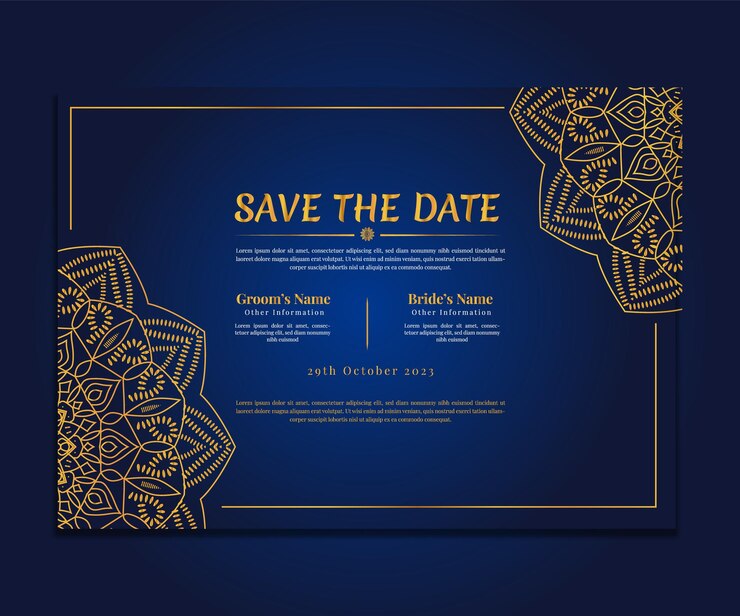 Coleção de cartão de luxo de convite de casamento de mandala floral criativo e bonito