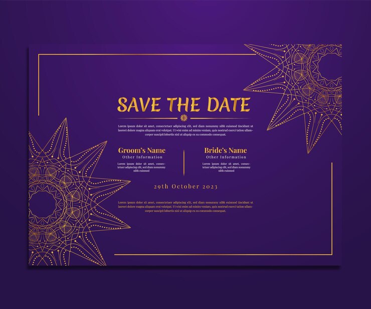 Coleção de cartão de luxo de convite de casamento de mandala floral criativo e bonito