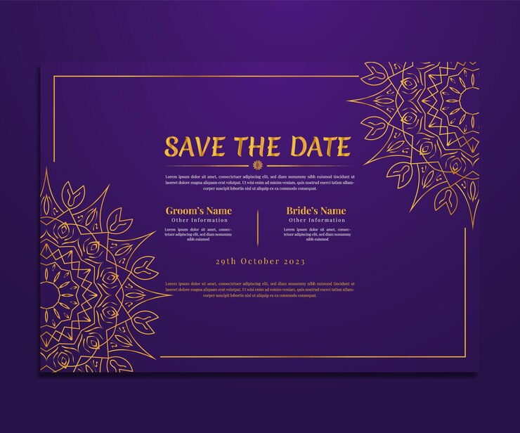 Coleção de cartão de luxo de convite de casamento de mandala floral criativo e bonito