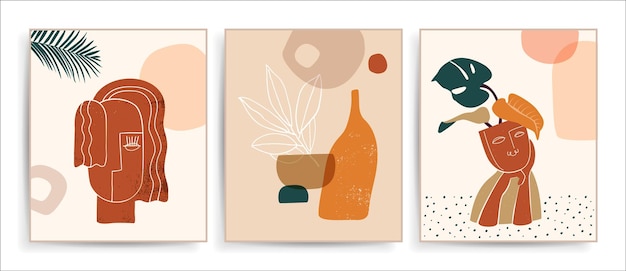 Coleção de cartazes de arte minimalista abstrata Design moderno de meados do século para capas de cartazes e papel de parede