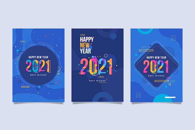 Coleção de cartões abstratos de ano novo 2021