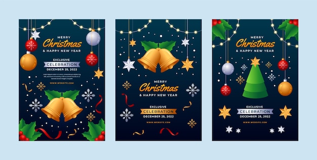 Vetor coleção de cartões de natal gradiente