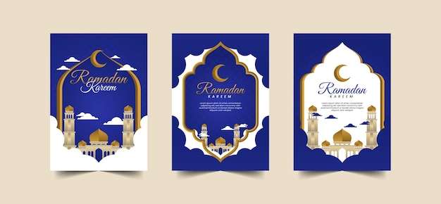 coleção de cartões de saudação de celebração do ramadã